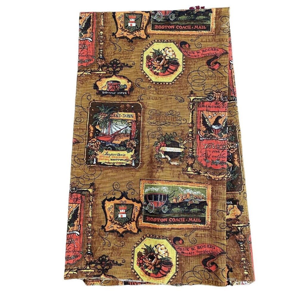 Colonial times fabric‎ American eagle Boston coach 1776 schooner ship 1.3 yds